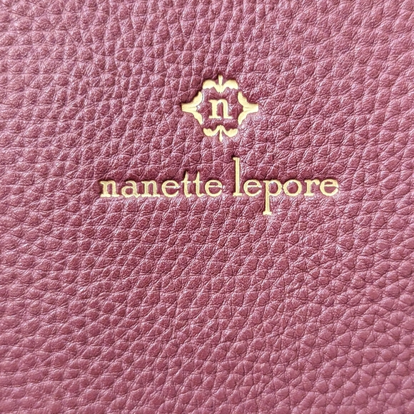 Nanette Lepore Burgundy 2 Zipper Cross Shoulder Purse - Picture 3 of 9